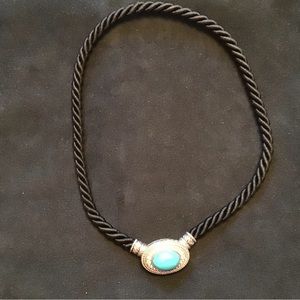 Judith Ripka Silk Cord magnetic Pendant Necklace-Turquoise